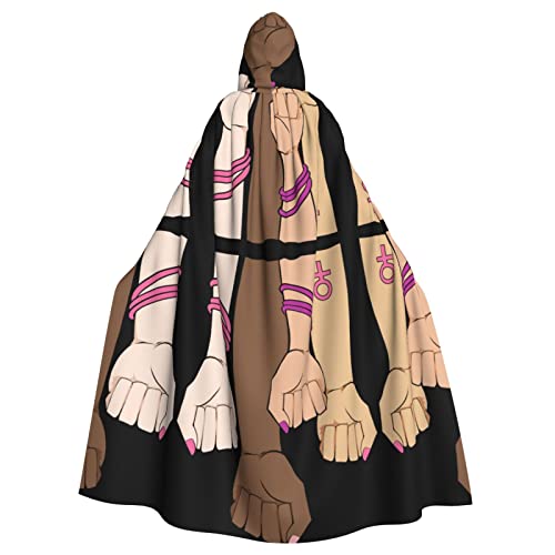 RFSHOP Halloween Hooded Cape Feministische Vuist Printing Party Decor Mantel Volledige Lengte 150cm/59in Unisex Aldult Cosplay Kostuum