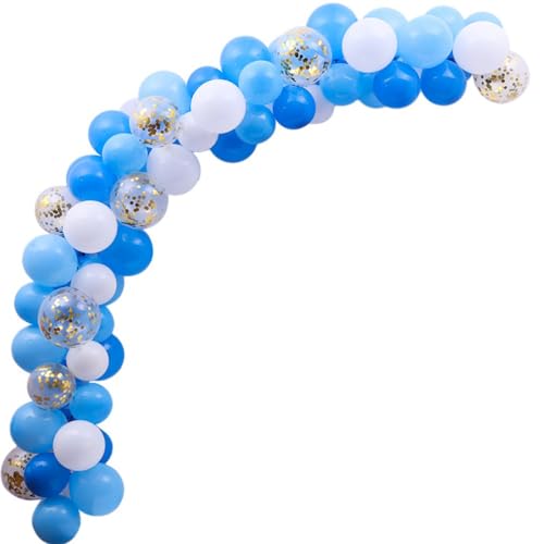 BPILOT 80 STKS blauwe en witte latex ronde ballonset feestvakantie decoratiebenodigdheden
