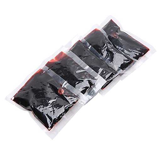 Shanrya Halloween Bloedzak, 20ml Nep Bloed Voedsel Kleuring Ongelooflijk Helder Rood Bloed Cosplay Bloedzak 5 Zakken voor Ice Packs