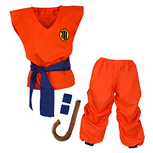 papapanda Trainingspak voor kinderen Son Goku Kostuum Trainingspak voor kinderen en jongeren, Oranje, Blauw, XL