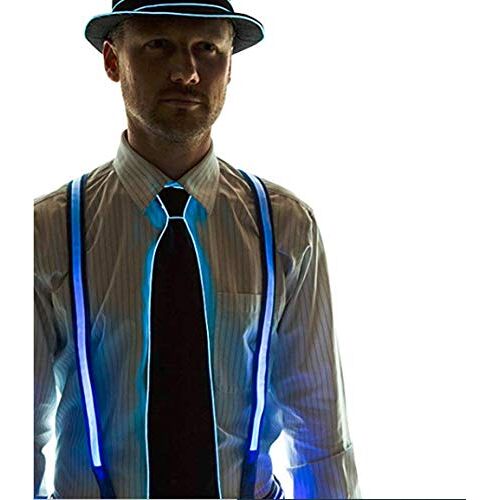 HULA LED Stropdas met LED Bretels Light Up Stropdas Glow Light Up Stropdas Neon Led Ties LED Light Up Stropdas voor Party (Blauw)