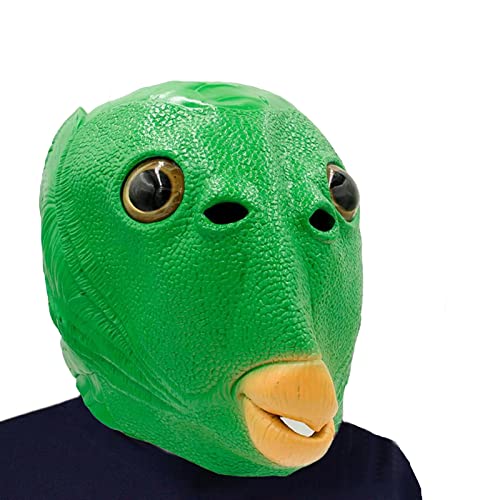 通用 Groen Murloc masker, dierenhoofdbedekking, groene vissenhoofdbedekking, monsterhoofdbedekking, grappige maskers voor volwassenen en jongeren, voor Nieuwjaar, verjaardag, carnaval, party, film prop