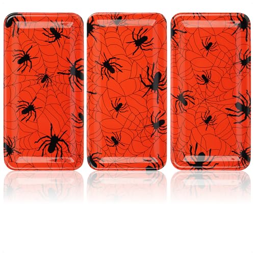 com-four ® 3x Halloween-sierborden decoratieve dienbladen met leuke enge motieven kom voor Halloween en themafeesten als kamerdecoratie (3 stuks spin)