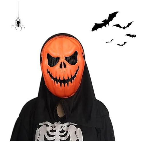 Fartoni Halloween pompoenmasker met capuchon zwart masker pompoen Halloween horror purge mascara voor Halloween oranje pompoenmaskers voor Halloween
