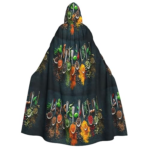 WURTON Specerijen specerijen mantel met capuchon voor mannen en vrouwen, volledige lengte Halloween maskerade cape kostuum, 190 cm