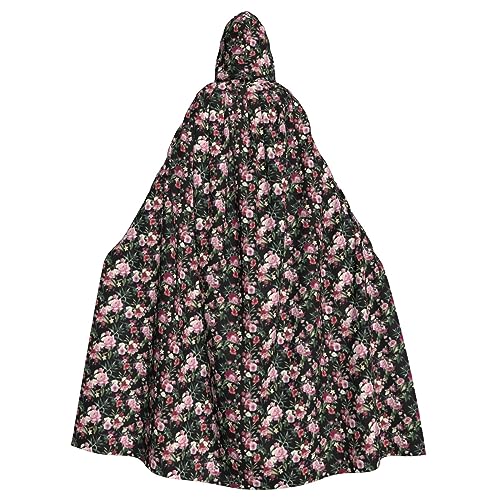 WURTON Saffloer Blad Print Hooded Mantel Lange Voor Carnaval Cosplay Kostuums 185cm, Carnaval Fancy Dress Cosplay