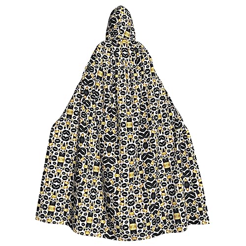 RFSHOP Specerijen Specerijen Print Mannen en Vrouwen Hooded Mantel Lange Cape, voor Kerstmis Halloween Cosplay Kostuums 150 cm