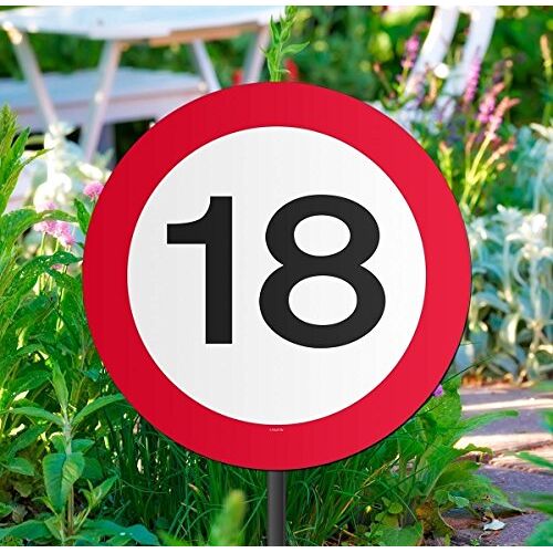 Folat Creative tuinbord voor verjaardagsfeestje, verkeersbord, 18 Geboorte