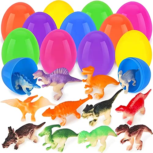 TOCAVE Paaseieren, gevuld met dinosaurussen, voorgevulde paaseieren met speelgoed voor paasmandjes, kinderfeest-gastgeschenken, paaseieren zoeken voor paaseieren, vulling van paasmandjes