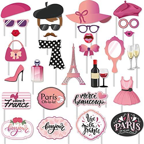 Sayala 30 stuks Parijs Photo Booth rekwisieten, Frans Ooh La La La feestaccessoires Parijs thema, feestaccessoires voor verjaardag, bruiloft, babyshower, bruidsfeest