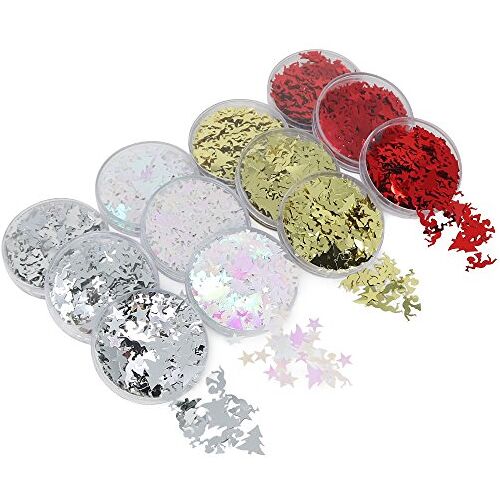 com-four ® 12x blikjes met glanzende decoratieve glitter in geweldige kleuren en metallic optiek voor knutselen, decoreren confetti (012 stuks decoratieve glitter in blik)