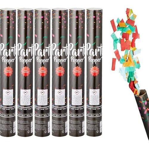 Generic Luchtdruk partypopper gevuld met papieren slingers en confetti 6 Stuks