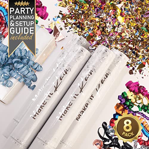 PRIMEPURE Confetti Kanon Multikleur   8 Stuks   Feestkanonnen Confetti en Streamer Kanonnen voor Oud en Nieuw 2024   Feestkanon Confetti Knallers   Metallic Papieren Confetti Blaster voor en Feestvieringen