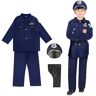 Aomig Politiekostuums Voor Kinderen, 4 Stuks Politieagent Verkleden met Vest en Hoed, Kinderpolitieagent Kostuumset, Politieagent Outfit Cosplay, Politieagent Kostuum Voor Jongens Meisjes, Halloween