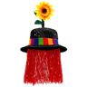 Widmann W  Clownhut met haar en zonnebloem, circus clown, komiek, pleziervogel, stoffen hoed