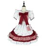 WSZJLN Restaurant meid schattig dienstmeisje lolita dienstmeisje outfit cosplay dienstmeisje uniform jurk plus size-wit+bordeauxrood L