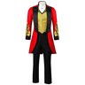 Funhoo Volwassen Mannen Rood Circus Kostuum Ringmaster PT Barnum Showman Kostuum Cosplay Carnaval Uniform Party Tailcoat Jacket Suit (L, Zwart/rood)