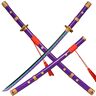 kljhld Bamboe Anime zwaard Cosplay zwaard, Roronoa Zoro Katana zwaard AME no Habakiri zwaard Katana zwaard paars 103 cm