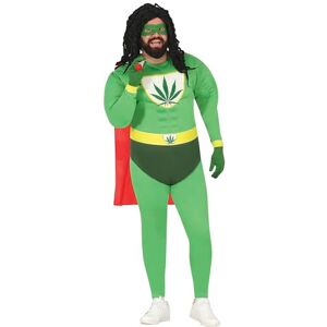FIESTAS GUIRCA Marihuana Superheldenkostuum voor volwassenen (56-58/XXL) – masker, cape, riem, handschoenen en overall – superhelden-kostuums voor vrijgezellenfeest, carnaval en feestjes – heren – FIESTAS GUIRCA Marihuana Superheldenkostuum voor volwassenen (56-58/XXL) – masker, cape, riem, handschoenen en overall – superhelden-kostuums voor vrijgezellenfeest, carnaval en feestjes – heren –