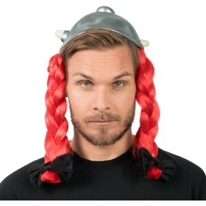Chaks Obelix-helm van latex met rode vlechten, officiële Asterix en Obelix-kostuumaccessoires voor volwassenen, carnaval Chaks Obelix-helm van latex met rode vlechten, officiële Asterix en Obelix-kostuumaccessoires voor volwassenen, carnaval
