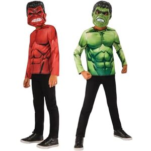 Rubie's Rubies Officiële Marvel Hulk omkeerbare top en maskers, kinderen superheld verkleedkleding, maat 7-8 jaar Halloween Rubie's Rubies Officiële Marvel Hulk omkeerbare top en maskers, kinderen superheld verkleedkleding, maat 7-8 jaar Halloween