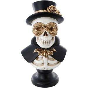 Chaks Skeletbuste in Venetiaanse stijl, XXL-figuur, decoratiefiguur van kunsthars met hoed en balmasker voor Halloween Chaks Skeletbuste in Venetiaanse stijl, XXL-figuur, decoratiefiguur van kunsthars met hoed en balmasker voor Halloween