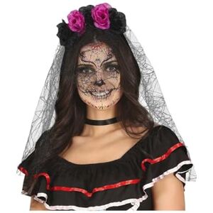 FIESTAS GUIRCA Lila Catrina-hoofdband met sluier FIESTAS GUIRCA Lila Catrina-hoofdband met sluier