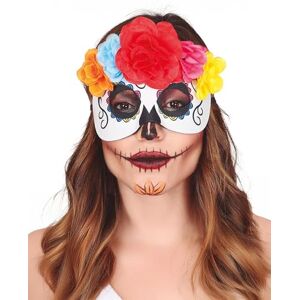 FIESTAS GUIRCA oogmasker catrina met bloemen FIESTAS GUIRCA oogmasker catrina met bloemen