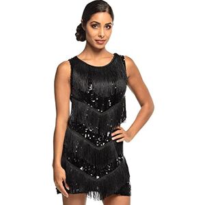 Boland Kostuum Flapper Chicago, korte jurk met franjes en pailletten, Charleston dame, jaren '20, oudejaarsavond, carnaval, themafeest Boland Kostuum Flapper Chicago, korte jurk met franjes en pailletten, Charleston dame, jaren '20, oudejaarsavond, carnaval, themafeest