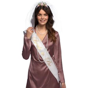 Boland 01447-3-delig bruidskostuum set, kostuum accessoires voor verkleedkostuums, carnaval, themafeesten en JGA, Bride to Be Boland 01447-3-delig bruidskostuum set, kostuum accessoires voor verkleedkostuums, carnaval, themafeesten en JGA, Bride to Be