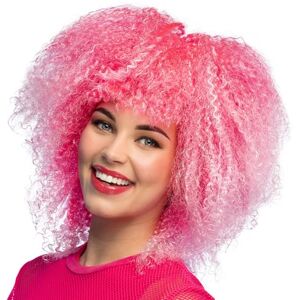 Boland 85093 Neon pruik met krullen voor volwassenen, roze kunsthaar pruik voor festivals, carnaval, accessoires voor carnavalskostuums Boland 85093 Neon pruik met krullen voor volwassenen, roze kunsthaar pruik voor festivals, carnaval, accessoires voor carnavalskostuums