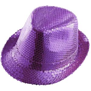 Widmann 9169P hoed Fedora, violet, hoed met pailletten, hoofdbedekking, themafeest, carnaval Widmann 9169P hoed Fedora, violet, hoed met pailletten, hoofdbedekking, themafeest, carnaval