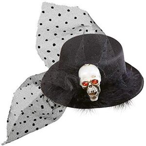 Widmann 9391K minihoed doodskop, zwart, haarklem, hoed, hoofdsieraad, accessoire, carnaval, themafeest, Halloween Widmann 9391K minihoed doodskop, zwart, haarklem, hoed, hoofdsieraad, accessoire, carnaval, themafeest, Halloween