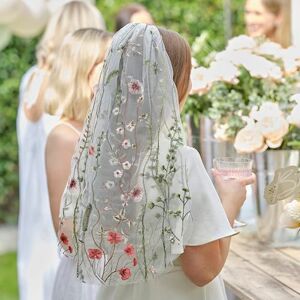 Ginger Ray Dubbellaagse geborduurde bloemensluier met haarkam voor de bruid om te worden vrijgezellenfeest, draagbaar, 60 cm, veelkleurig Ginger Ray Dubbellaagse geborduurde bloemensluier met haarkam voor de bruid om te worden vrijgezellenfeest, draagbaar, 60 cm, veelkleurig