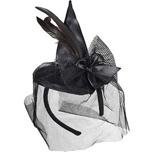 Widmann 9369S Mini-heksenhoed met veren en sluier, zwart, themafeest, carnaval, Halloween Widmann 9369S Mini-heksenhoed met veren en sluier, zwart, themafeest, carnaval, Halloween