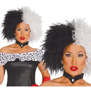 Guirca Peruka Zwart en Wit voor Volwassenen - Kostuumaccessoire Cruella De Vil Guirca Peruka Zwart en Wit voor Volwassenen - Kostuumaccessoire Cruella De Vil