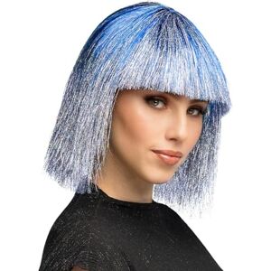 Boland Pruik Crazy, bobkapsel met pony en tinsels, kunsthaar voor carnaval en cosplay, accessoires voor carnavalskostuums Boland Pruik Crazy, bobkapsel met pony en tinsels, kunsthaar voor carnaval en cosplay, accessoires voor carnavalskostuums