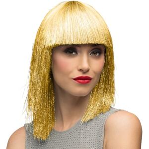 Boland Pruik crazy goud - Halflang, Metalen goud, Steil haar met rechte pony Boland Pruik crazy goud - Halflang, Metalen goud, Steil haar met rechte pony