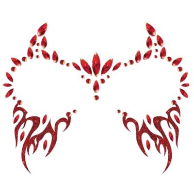 FIESTAS GUIRCA Zelfklevende gezichtsversiering Fantasy Make-up voor feestjes en feesten ideaal accessoire voor volwassen kostuum rood FIESTAS GUIRCA Zelfklevende gezichtsversiering Fantasy Make-up voor feestjes en feesten ideaal accessoire voor volwassen kostuum rood