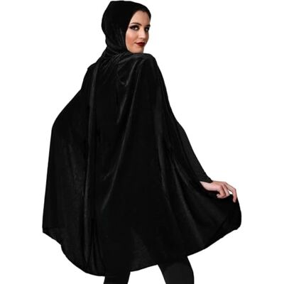 ATOSA S/rab. cape met capuchon 100cm zwart fluweel ATOSA S/rab. cape met capuchon 100cm zwart fluweel