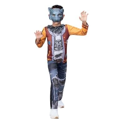 Smiffys Preppy weerwolfkostuum alles-in-één & EVA-masker, Halloween kinderverkleden, weerwolf verkleedkostuums Smiffys Preppy weerwolfkostuum alles-in-één & EVA-masker, Halloween kinderverkleden, weerwolf verkleedkostuums