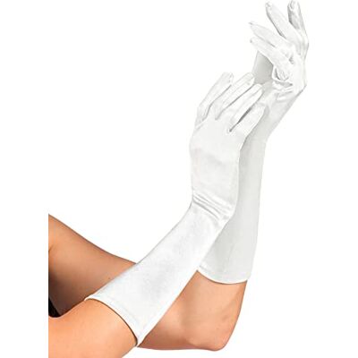 Widmann 14423 witte satijnen handschoenen met elastaan aandeel, 1 paar, lengte 40 cm, accessoire, jaren 20, themafeest, carnaval Widmann 14423 witte satijnen handschoenen met elastaan aandeel, 1 paar, lengte 40 cm, accessoire, jaren 20, themafeest, carnaval