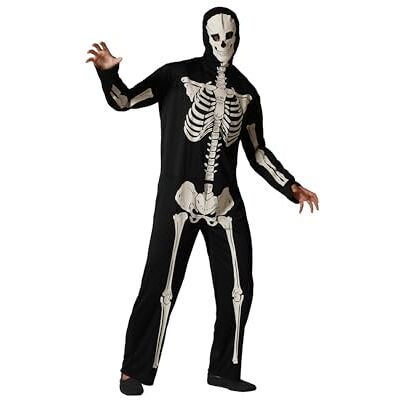 ATOSA Skeletkostuum voor volwassenen, heren, licht op in het donker, kostuums voor Halloween, carnaval, themafeesten, inclusief hoofdtooi, lange overall, comfortabel en origineel, M-L ATOSA Skeletkostuum voor volwassenen, heren, licht op in het donker, kostuums voor Halloween, carnaval, themafeesten, inclusief hoofdtooi, lange overall, comfortabel en origineel, M-L
