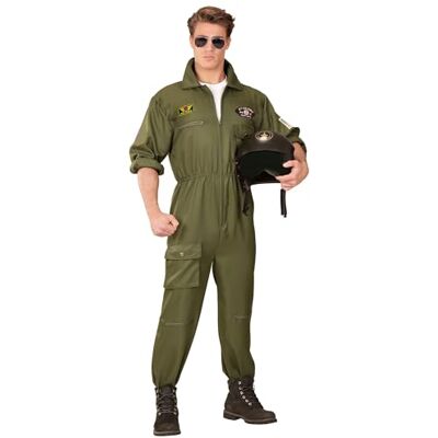 Widmann 65534 XL Volwassen Mens Green Jet Fighter Pilot Kostuum. Inclusief jumpsuit. Fancy Dress, Outfit, World Book Day, Halloween, Carnaval, Leger Widmann 65534 XL Volwassen Mens Green Jet Fighter Pilot Kostuum. Inclusief jumpsuit. Fancy Dress, Outfit, World Book Day, Halloween, Carnaval, Leger