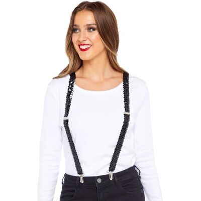 amscan 9919148 Unisex zwarte pailletten bretels volwassenen carnaval kostuum accessoire één maat amscan 9919148 Unisex zwarte pailletten bretels volwassenen carnaval kostuum accessoire één maat