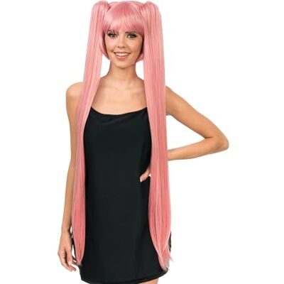 Chaks Cosplay pruik met franjes, twee lange vlechten, 99 cm, lang haar pruik voor carnaval, festival Chaks Cosplay pruik met franjes, twee lange vlechten, 99 cm, lang haar pruik voor carnaval, festival