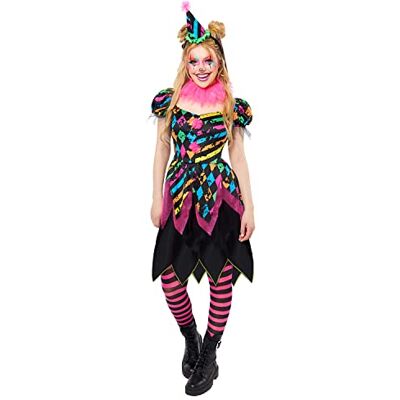 amscan 9917869 Halloween Funhouse Horror Clown verkleedkostuum voor dames, multi, maat: 10-12 amscan 9917869 Halloween Funhouse Horror Clown verkleedkostuum voor dames, multi, maat: 10-12