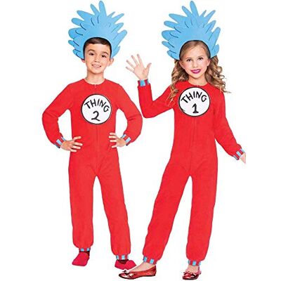 amscan Dr Seuss Thing 1 & 2 Jumpsuit Costume, Kids amscan Dr Seuss Thing 1 & 2 Jumpsuit Costume, Kids