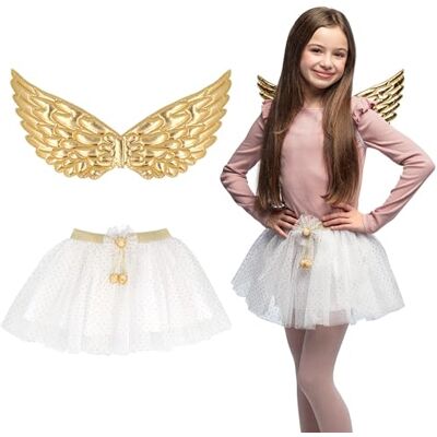 Boland Engel Kostuumset kinderen Vleugels en rok voor kinderkostuums, carnaval, Halloween en Kerstmis Boland Engel Kostuumset kinderen Vleugels en rok voor kinderkostuums, carnaval, Halloween en Kerstmis