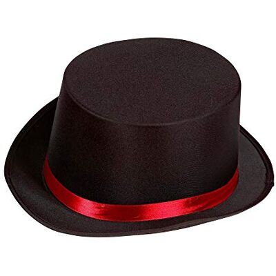 Widmann Cilindro Nero da Direttore di Circo - Zwart - Rode band - Hoed Widmann Cilindro Nero da Direttore di Circo - Zwart - Rode band - Hoed